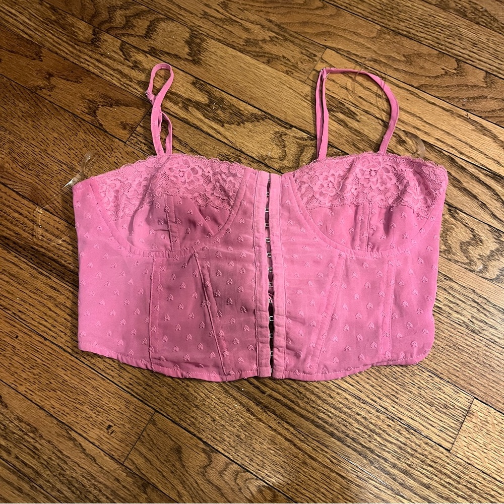 Pink Lace Bustier Top